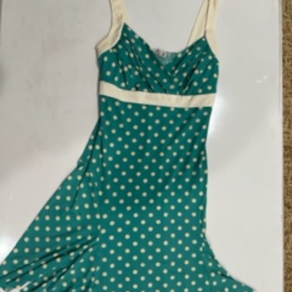Trixxi Dress - Size L - Teal / White Polka Dots